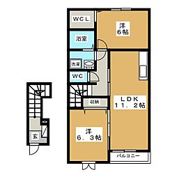 シェリスタ 2LDKの間取図画像