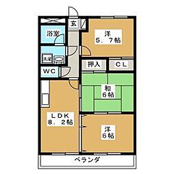 メイプルハウス 3DKの間取図画像