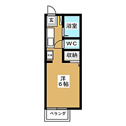 サンガーデンシミズB ワンルームの間取図画像
