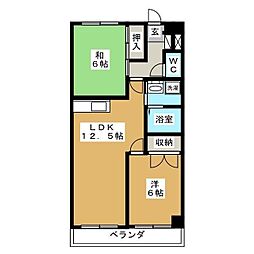 シティーハイツきむら 2LDKの間取図画像