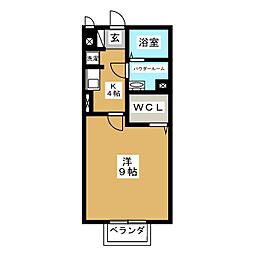 モナリエ表佐 1Kの間取図画像