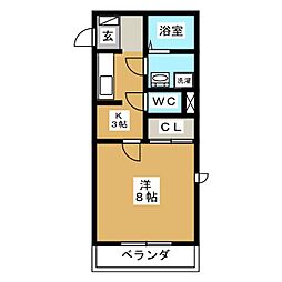 アメニティプレイス 1Kの間取図画像