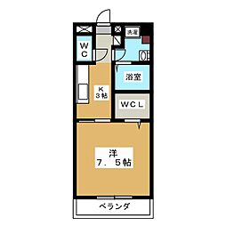 エクシオイブキ 1Kの間取図画像