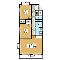 ハイツ宮西 2LDKの間取図画像