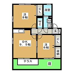 グリーンハウス和合 2DKの間取図画像
