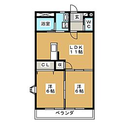 MITAKAマンション笠木 2LDKの間取図画像