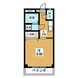 カレッジハウスB 1Kの間取図画像