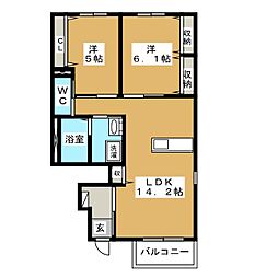 グリンピアパレス 2LDKの間取図画像