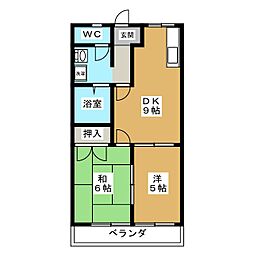 リバティーはやのC 2DKの間取図画像