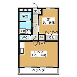 プレリュードA 1LDKの間取図画像
