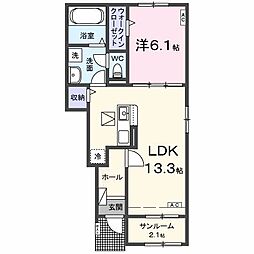 カーサ ルーチェ 1LDKの間取図画像