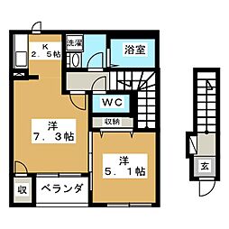 メゾン・テール 1LDKの間取図画像