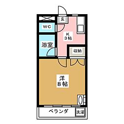 コーポスプリングA棟 1Kの間取図画像