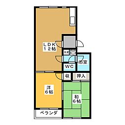 アーデルM 2DKの間取図画像