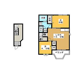 ニュークレストールかかみ野A 2LDKの間取図画像