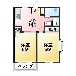 コーポラス雅 2DKの間取図画像