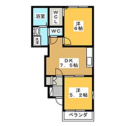 フォレストParkA 2DKの間取図画像