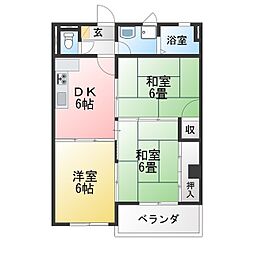 グリーンハイツ那加 3DKの間取図画像