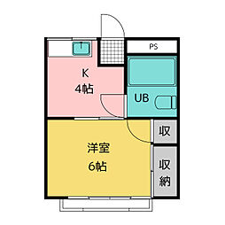 水崎ハイツ 1DKの間取図画像