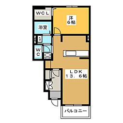 ル・ソレイユ2 1LDKの間取図画像