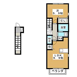 ベルアンジュC 1LDKの間取図画像