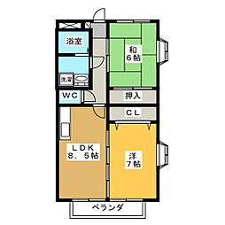 ハッピーハイツ 2LDKの間取図画像