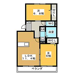 アステール 2LDKの間取図画像