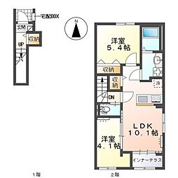 那加前洞新町K様アパート(仮) 2LDKの間取図画像