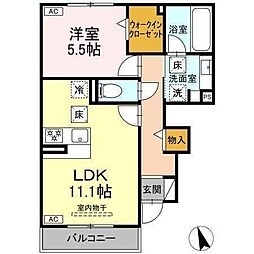 アンティエーヌ トリシア 1LDKの間取図画像