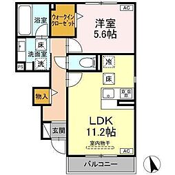 アンティエーヌ トリシア 1LDKの間取図画像