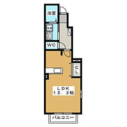 ブルック ワンルームの間取図画像