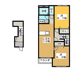 ソレイユルヴァン 2LDKの間取図画像