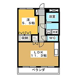 グリーンコート 1LDKの間取図画像
