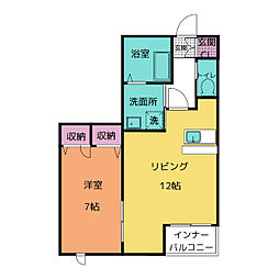メルベーユ・トロア 1LDKの間取図画像