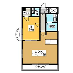 サプリーム苧ヶ瀬 1LDKの間取図画像