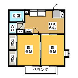 サンライズソハラ 2DKの間取図画像