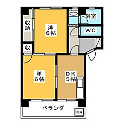各務原ハイツ 2DKの間取図画像