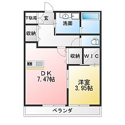 グリーンフォレスト那加門前 1DKの間取図画像