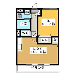 パスティールエム 1LDKの間取図画像