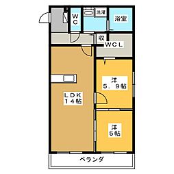 ポマル 2LDKの間取図画像