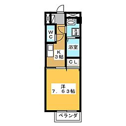 アンフィニ大澤B 1Kの間取図画像