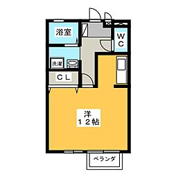 クレール花園 1Kの間取図画像