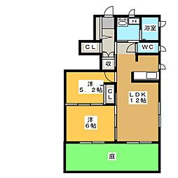 ベリッシモA棟 2LDKの間取図画像