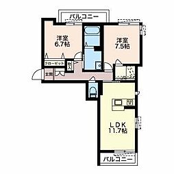 リオリエント三ツ池 2LDKの間取図画像