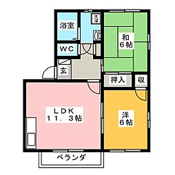 モンシャトー可児C 2LDKの間取図画像