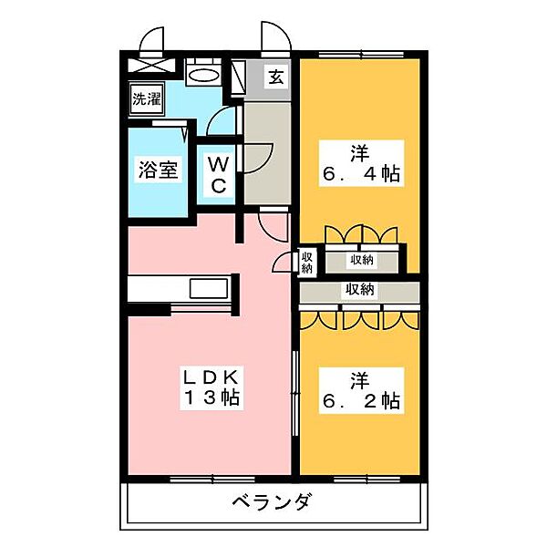 マルベリーヴィレッジ　Ｎｏｒｔｈ ｜岐阜県可児市東帷子(賃貸マンション2LDK・1階・57.33㎡)の写真 その2