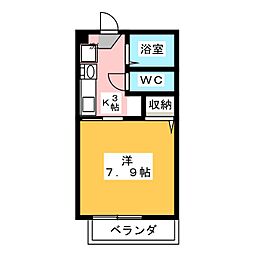 サープラス大庭 1Kの間取図画像