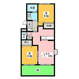 クリスタル 2LDKの間取図画像