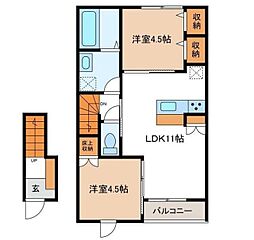 風とみどりのカシェット 北棟 2LDKの間取図画像