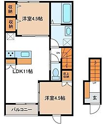 風とみどりのカシェット 北棟 2LDKの間取図画像